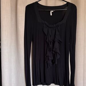 BCBGeneration Elegant Black Ruffle Top